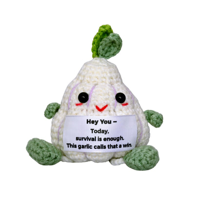 Handmade Crochet Decorative Gift with Meaningful Quote – Garlic Friends Design – Cute Design Collection for Men and Women, Romantic Gift for Valentine's Day, Birthday, and Christmas