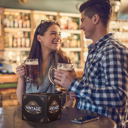 2025 21st Birthday Gift For Him, 21 Year Old Gifts For Men Whiskey Glass Set - 21st Birthday Decorations, Party Supplies - Bday Gifts Ideas For Him, Friends - Wood Box & Whiskey Stones & Coasters