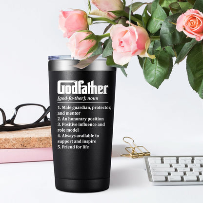 BIRGILT Godfather Gift - Godfather Proposal Gifts - Best God Father Gifts for Men - Christmas, Fathers Day Gift for God Father - 20oz Stainless Steel Tumbler Cup
