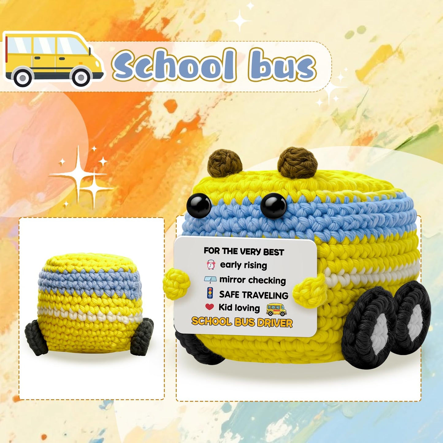 Bus Driver Appreciation Gifts for School Bus Drivers Cute Handmade Crochet School Bus Driver Gifts School Stocking Stuffers Mens Christmas Stocking