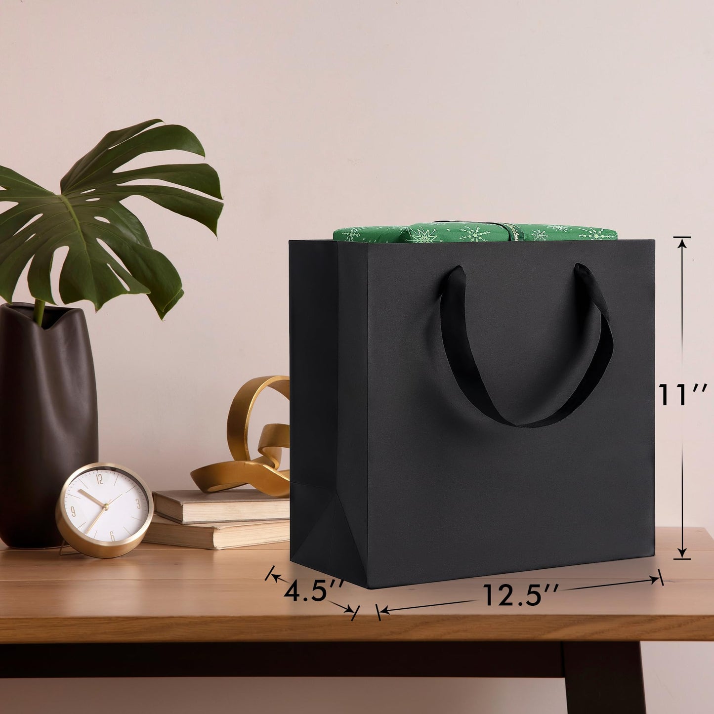 MOXARYSU Black Gift Bags With Handles: 12.5x4.5x11 Inch 30pcs Large Paper Gags Bulk For Party Shopping Birthday Wedding (30)