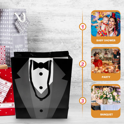 Groomsmen Paper Bags Tuxedo Bags for Wedding Groomsmen Anniversary, 5 Pack Party Favor 19 x 9 x 23cm