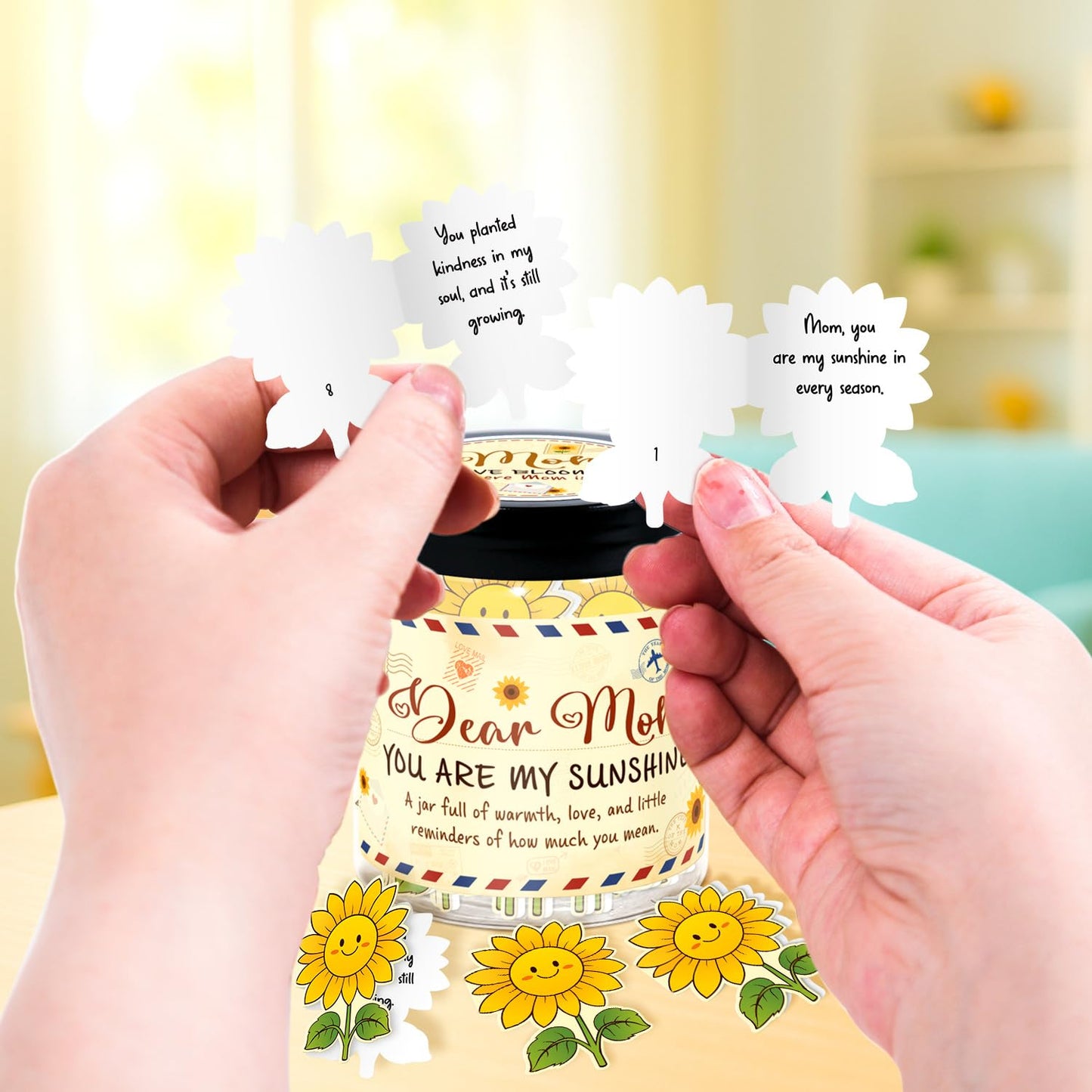 Birthday Gifts for Mom from Daughter – You Are My Sunshine Gift - Mom Gifts From Daughter, Son - Mothers Day Gift for Mother in Law, Stepmom - 60 Positive Sunflower Affirmation Cards