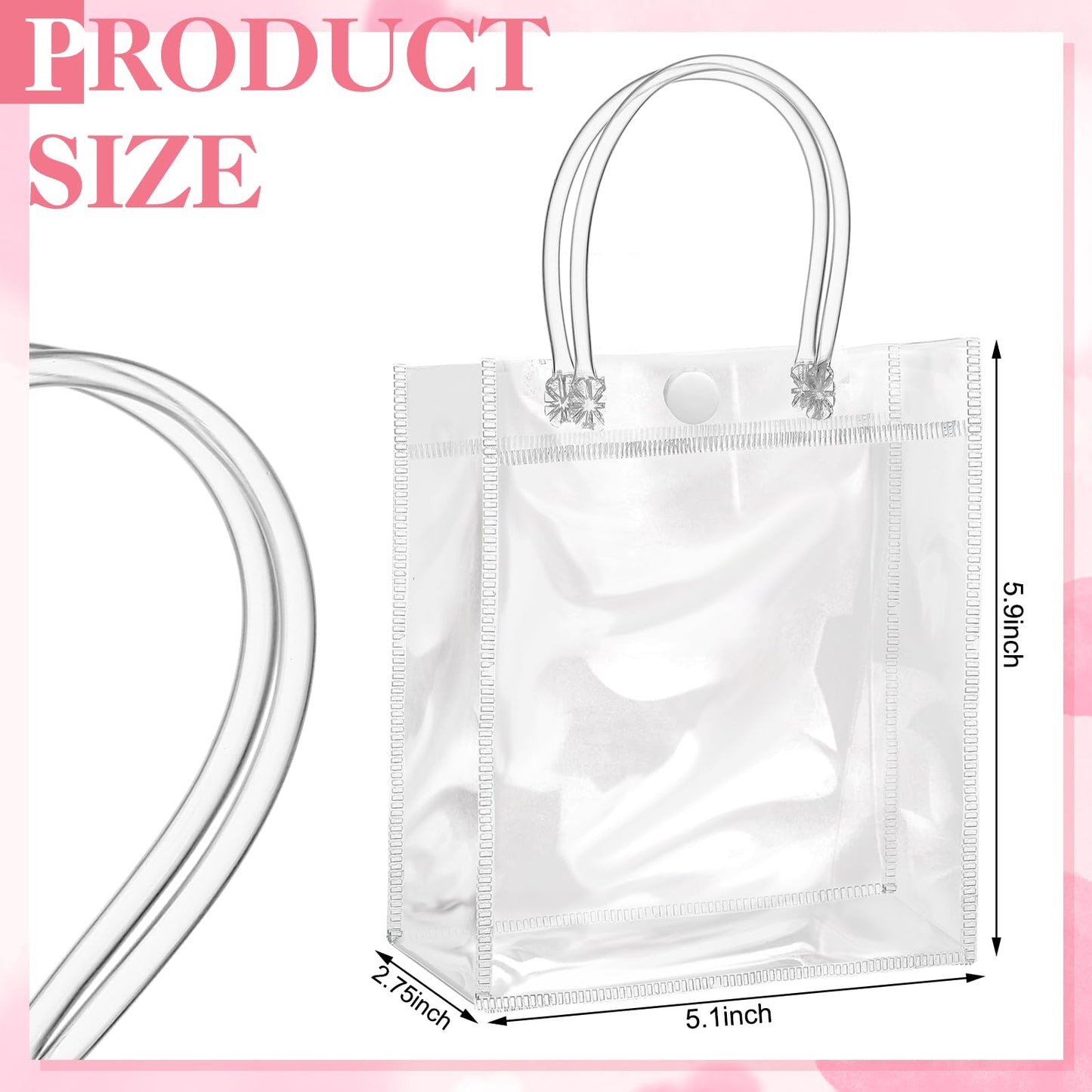 ProSuites 20 Pack Clear Plastic Gift Bags with Handles for Wedding Favors, Small Party Favor Bags 5.1" L x 2.75" W x 5.9" H - Premium Quality, Bulk Packaging Included