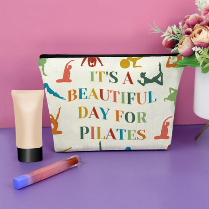 Sazuwu Yoga Lover Gifts Makeup Bag Pilates Instructor Gifts for Women Birthday Gifts for Yoga Teacher Cosmetic Pouch for Sports Lover Travel Workout Toiletry Bag Fits Essentials