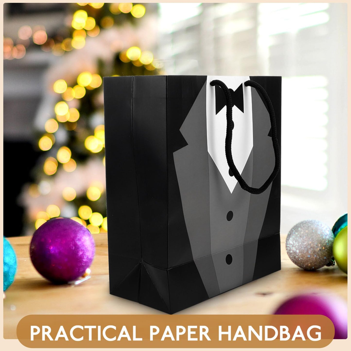 Groomsmen Paper Bags Tuxedo Bags for Wedding Groomsmen Anniversary, 5 Pack Party Favor 19 x 9 x 23cm
