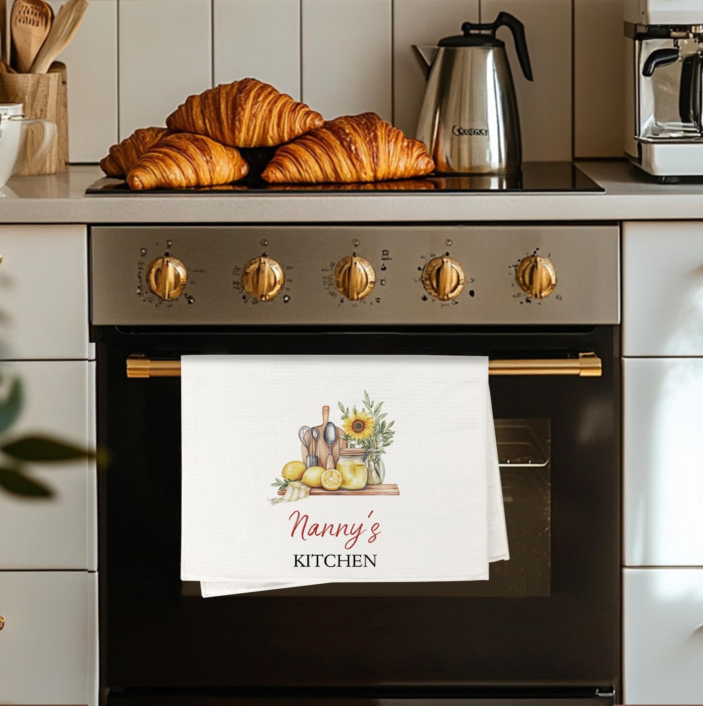 Nanny's Grandma Kitchen Towels, Mother's Day Birthday Gifts for Nanny Grandma Dish Tea Towels for Kitchen Decor, Grandmother Gifts from Grandkids Decorative Hand Towels, 16x24 Inch
