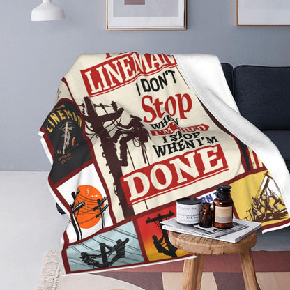 Lineman Blanket Electrician Job Gifts Throw Blanket Super Soft Flannel Lightweight Fluffy Plush Cozy Fuzzy Fleece Appreciation Blanket for Woman Adults Man for Bedding Sofa 40"X50"