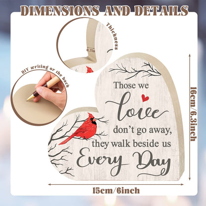 Jetec Sympathy Gift Memorial Wooden Heart for Loss of Loved One Remembrance Bereavement Decor Condolence Sign for Grief Father Mother Son Brother, 6. 3 x 6 x 0. 7 Inches(Cardinal Style)