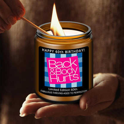 Homsolver 60th Birthday Gifts for Women Men, Happy 60th Birthday Decorations Candles Gift for Her Him, Funny 60 Years Old Ideas - Lavender Scented Candle