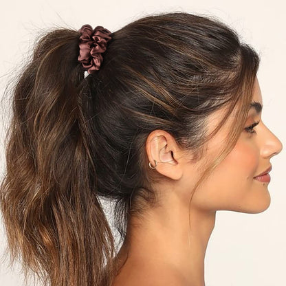 8 Pack Satin Scrunchies - Soft Hair Ties for Bachelorette Party Favors and Bridesmaid Proposal Gifts (Ivory, Rose Gold, Gold, Wine, Black)