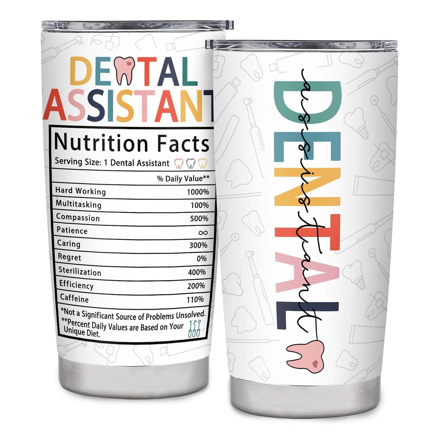 Dental Assistant Gifts for Women, Inspirational Gifts for Dental Office, Dental Assistant Must Haves Tumbler, Dental Assistant Appreciation Travel Coffee Tumbler Mug Cup 20oz