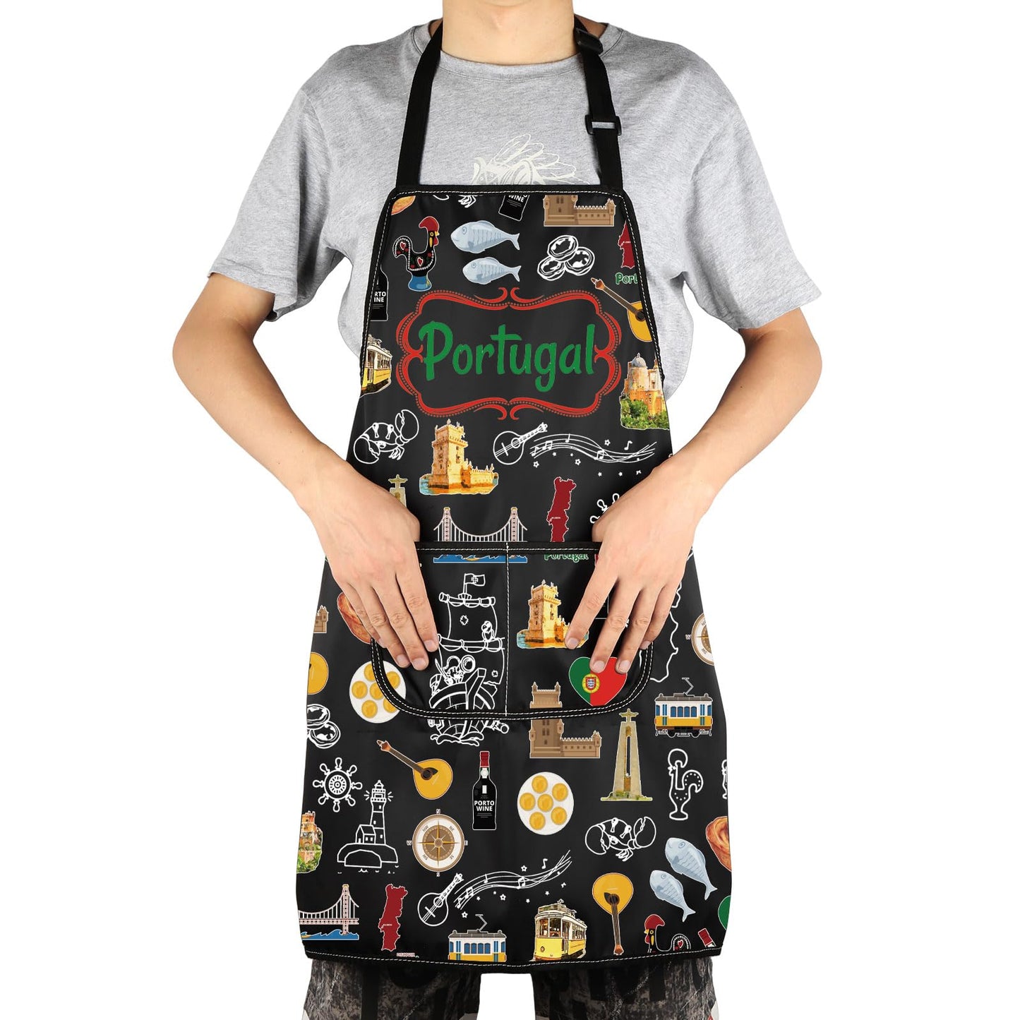 G2TUP Portugals Apron With Pockets Portugals Kitchen Gifts Portugal Cooking Apron Portuguese Gifts