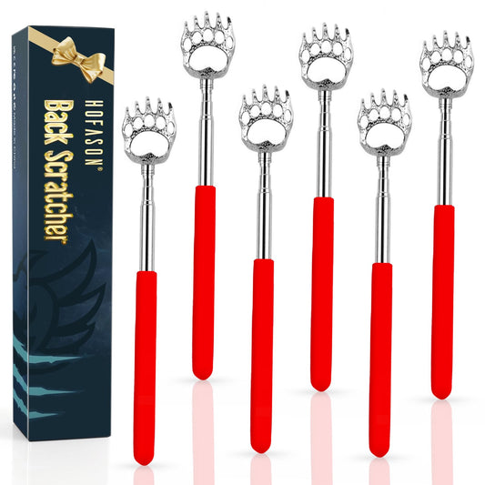 6 Pack Back Scratcher Fathers Day Dad Gifts, White Elephant Gifts for Adults, Stocking Stuffers for Men Women Teens, Prizes for Adults, Extendable Bulk Back Massager for Thanksgiving Birthday (Red)