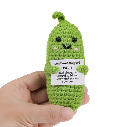 Letken Encouragement Pickle Plush Toys Positive Crochet Animals Gifts Encouragement Birthday Gifts, Christmas Stocking Stuffers (Support Pickle)