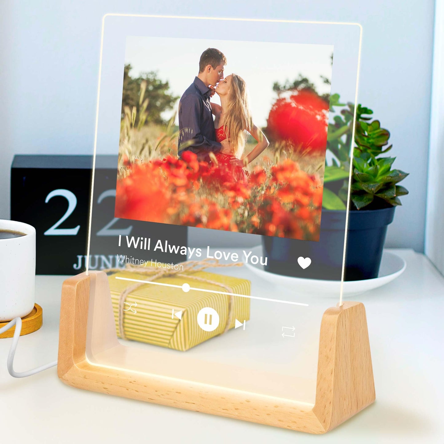 Personalized Gifts for Girlfriend, Mom, Her, Women, Wife, Mothers Day - Custom Spotify Plaque, Customized Picture Frame For Couple, Boyfriend, Him, Anniversary and Birthday, 6"x8" Acrylic Photo