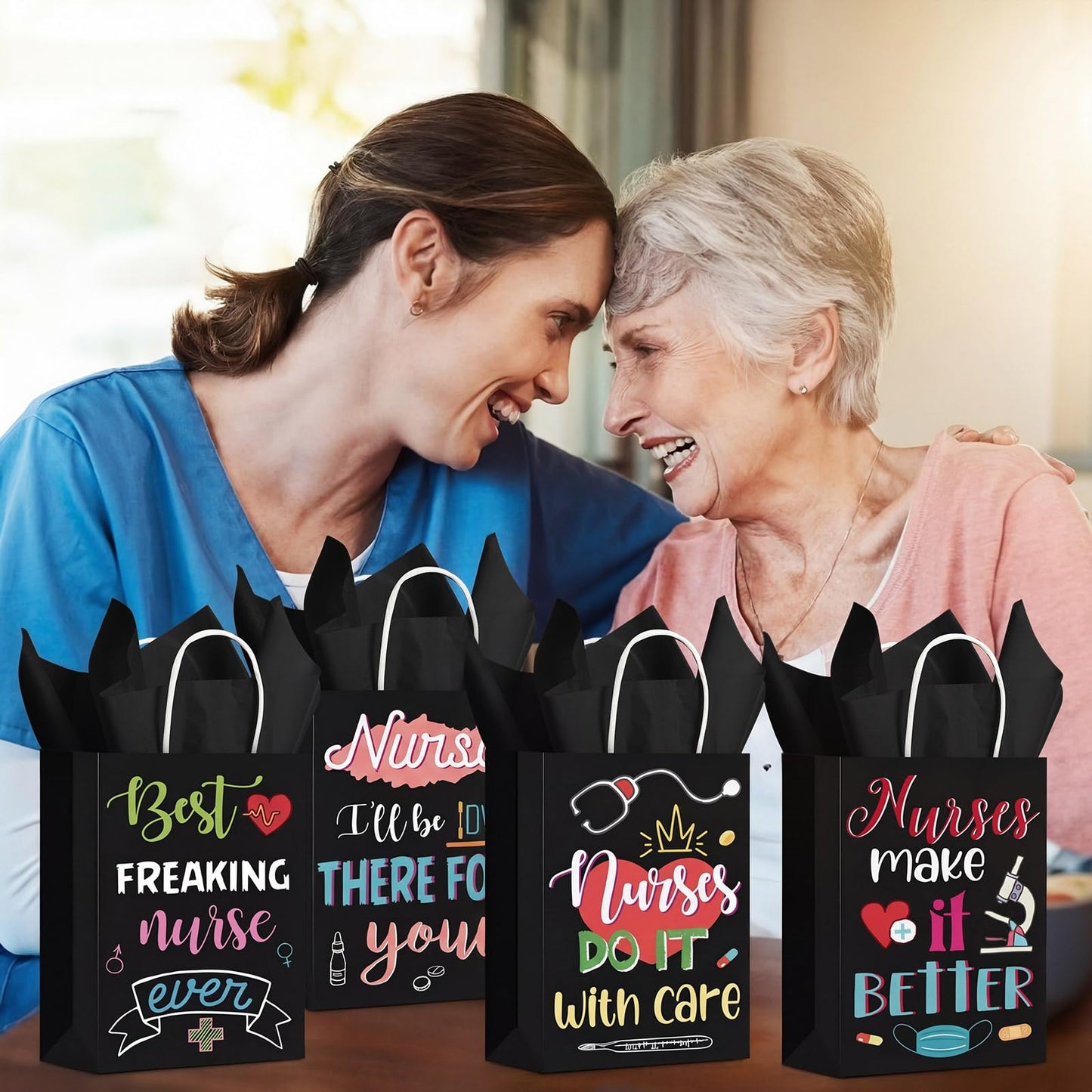 Resholder 30 Pcs Nurse Appreciation Gift Bags with Tissue Papers Nurses Week Paper Bags with Handles Thank You Treat Pouches Nursing Day Gifts for Thank Party Nursing Graduates Doctor Healthcare