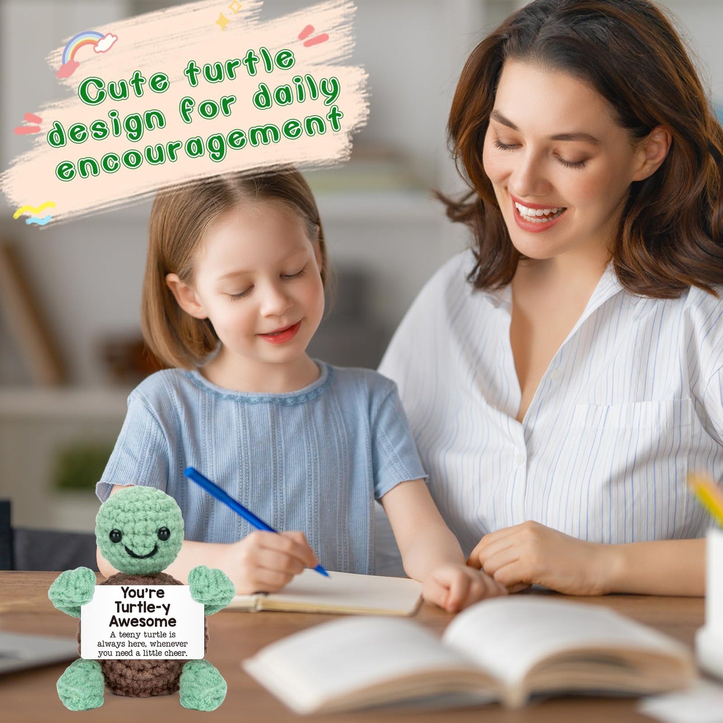 4THFARMES Mini Funny Turtle Gifts Fathers Day Teacher Appreciation Graduation Nurses Week 2026, Birthday Gifts for Women Men Her Him, Small Cute Stuff Things, Emotional Positive Crochet Turtle Decor