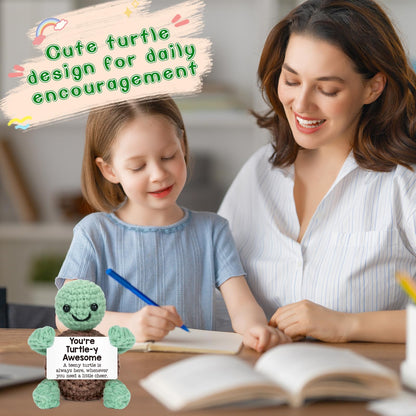 4THFARMES Mini Funny Turtle Gifts Fathers Day Teacher Appreciation Graduation Nurses Week 2026, Birthday Gifts for Women Men Her Him, Small Cute Stuff Things, Emotional Positive Crochet Turtle Decor