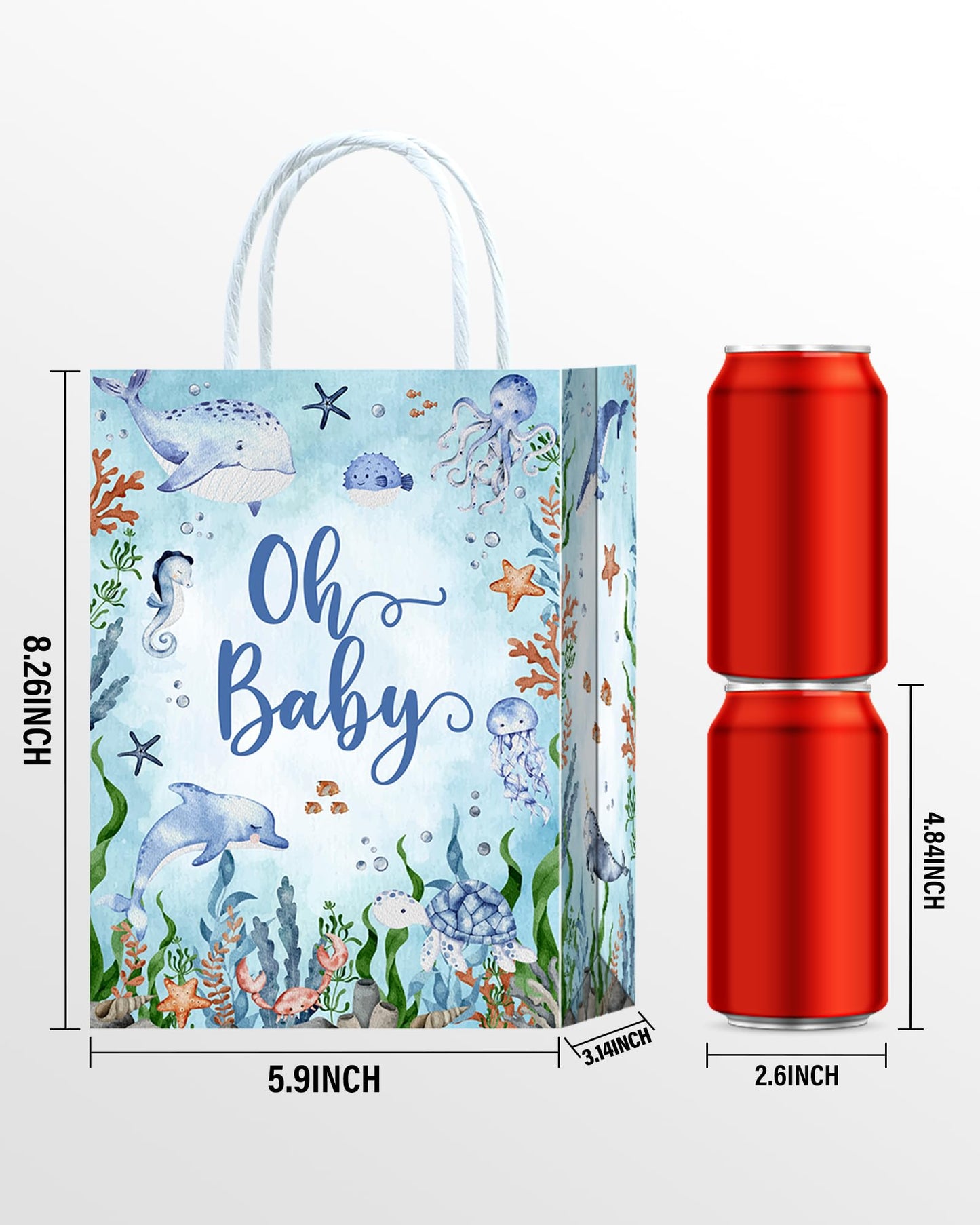 16Pcs Under the Sea Baby Shower Favor Bags - Party Favor Gift Snack Goodie Treat Candy Bags for Ocean Theme Baby Shower Decorations Supplies