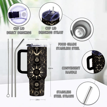 Goth Gifts for Women, 40 Oz Goth Tumbler with Handle & Straw, Birthday Presents for Goths Style Lovers, Stainless Steel Goths Tumbler, Moon Witchy Cup, Gifts for Thanksgiving Christmas, 1 PCS