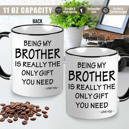 11 PCS Brother Gifts from Sister Brother with 11 Oz Coffee Mug Journal Cap Socks Acrylic Plaque Bracelet Keychain Pen, Birthday Christmas Christian Gift for Brother in Law, Son, Nephew, Grandson