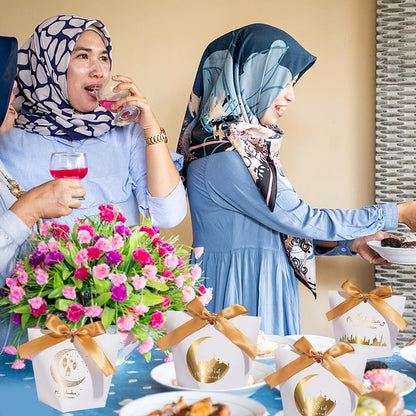 Colodeol 20Pcs Eid Mubarak Goodie Bags，Ramadan Goodie Bags with Ribbons Eid Mubarak Treat Bags Eid Gift Bags for Ramadan Kareem Eid Mubarak Party Supplies