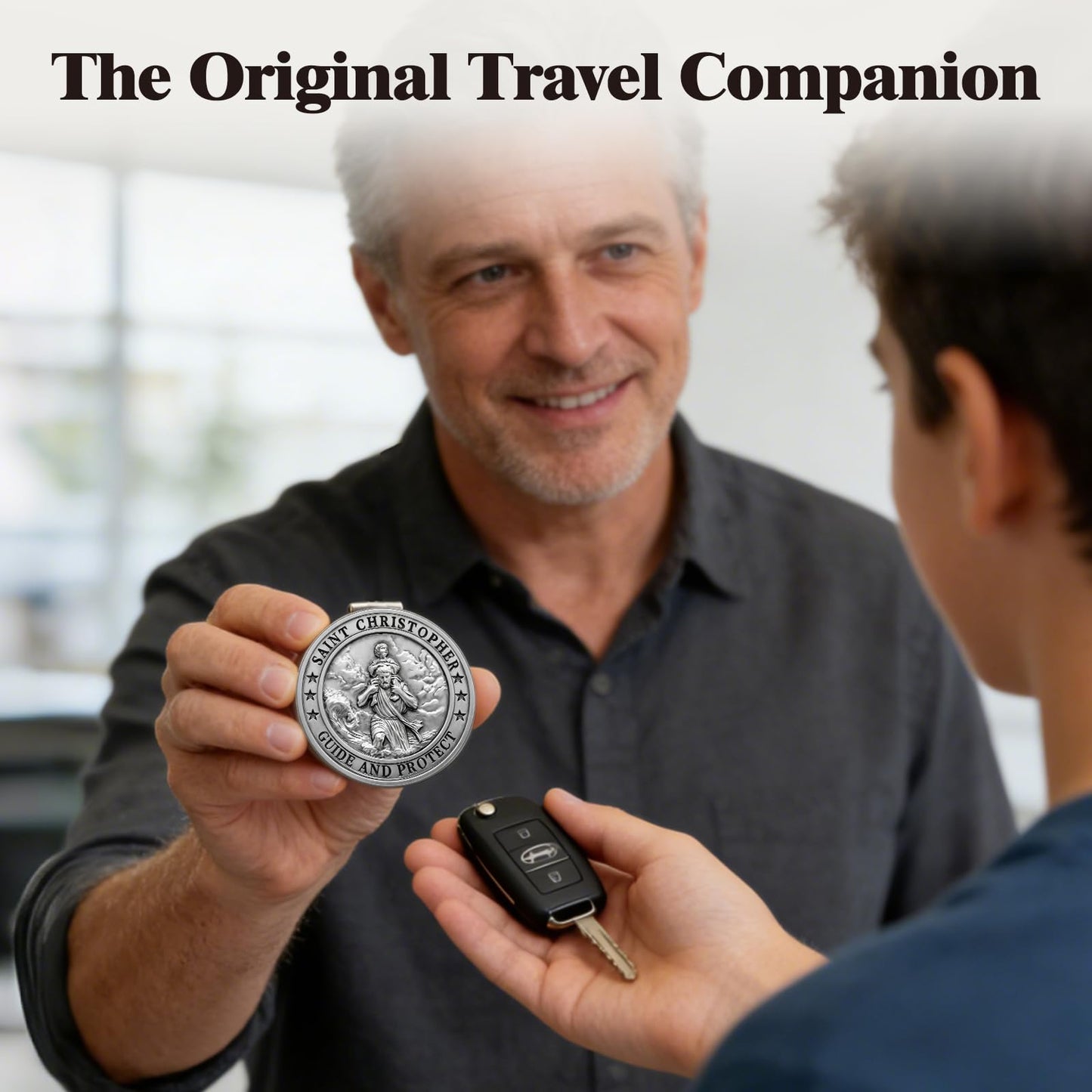 PloreWay Saint Christopher Medal for Car, Metal St. Christopher Car Visor Clip, Gifts for Catholic Men, Talisman for Safety, Automotive Visor Accessories, Gift for Drivers, Families, Friends