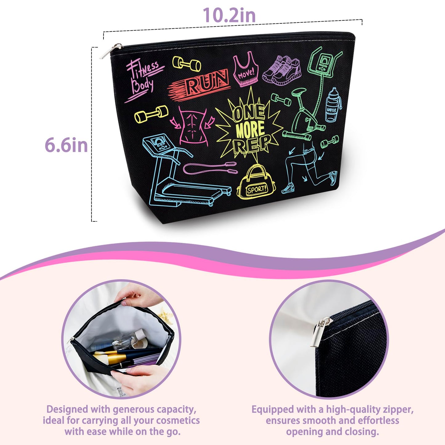Fitness Gifts Women Gym Bag Cool Gifts for Gym Rats Workout Bag for Women Personal Trainer Gifts Crossfit Accessories Fitness Lovers Gift for Sister Friend Female Travel Toiletry Pouch