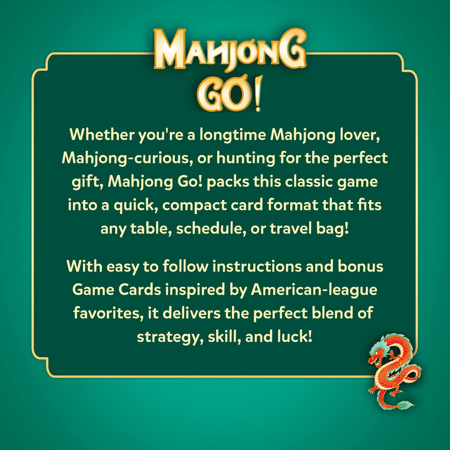 Gouda Games Mahjong Go! Card Game – Classic Mahjong Reimagined as a Card Game, American-Style Rules Inspired Strategy Game, Fast-Paced & Travel-Friendly, 4 Players, Gift for Adults & Teens