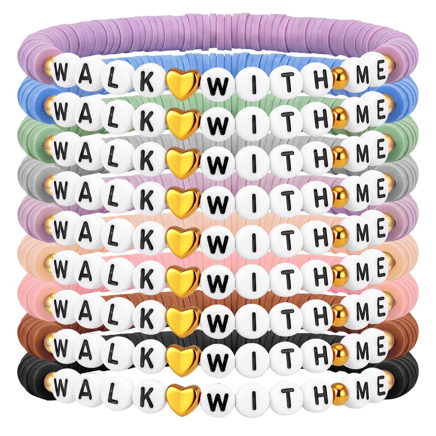 Kenning 30 Pcs Lds Easter Gifts Mormon Bracelets Bulk 2026 Walk with Me Clay Beaded Bracelets Youth Theme Gifts Church Christian Faith Baptism Gift for Men Women(Morandi)