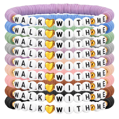 Kenning 30 Pcs Lds Easter Gifts Mormon Bracelets Bulk 2026 Walk with Me Clay Beaded Bracelets Youth Theme Gifts Church Christian Faith Baptism Gift for Men Women(Morandi)