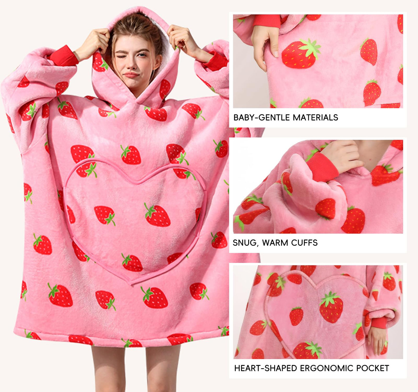 Wearable Blanket Hoodie, Women Oversized Fluffy Hoodies Blanket,Warm Cozy Sherpa Sweatshirt Gift,One Size for All