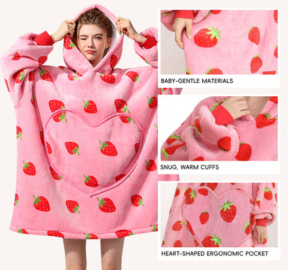 Wearable Blanket Hoodie, Women Oversized Fluffy Hoodies Blanket,Warm Cozy Sherpa Sweatshirt Gift,One Size for All