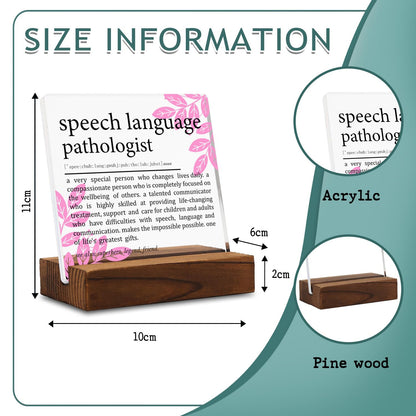 Speech Language Pathologist Gift Clear Desk Decorative Sign, Appreciation Gifts for Therapist, SLP Thank You Gift for Her Graduation Retirement Birthday, Speech Definition Office Desk Decor