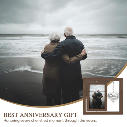 60 Year Anniversary Picture Frame Gifts, Best 60th Anniversary Wedding Gifts for Couple Parents Husband Wife Him Her Men Women, Personalized Forty Year Fortieth Wood Anniversary Decorations