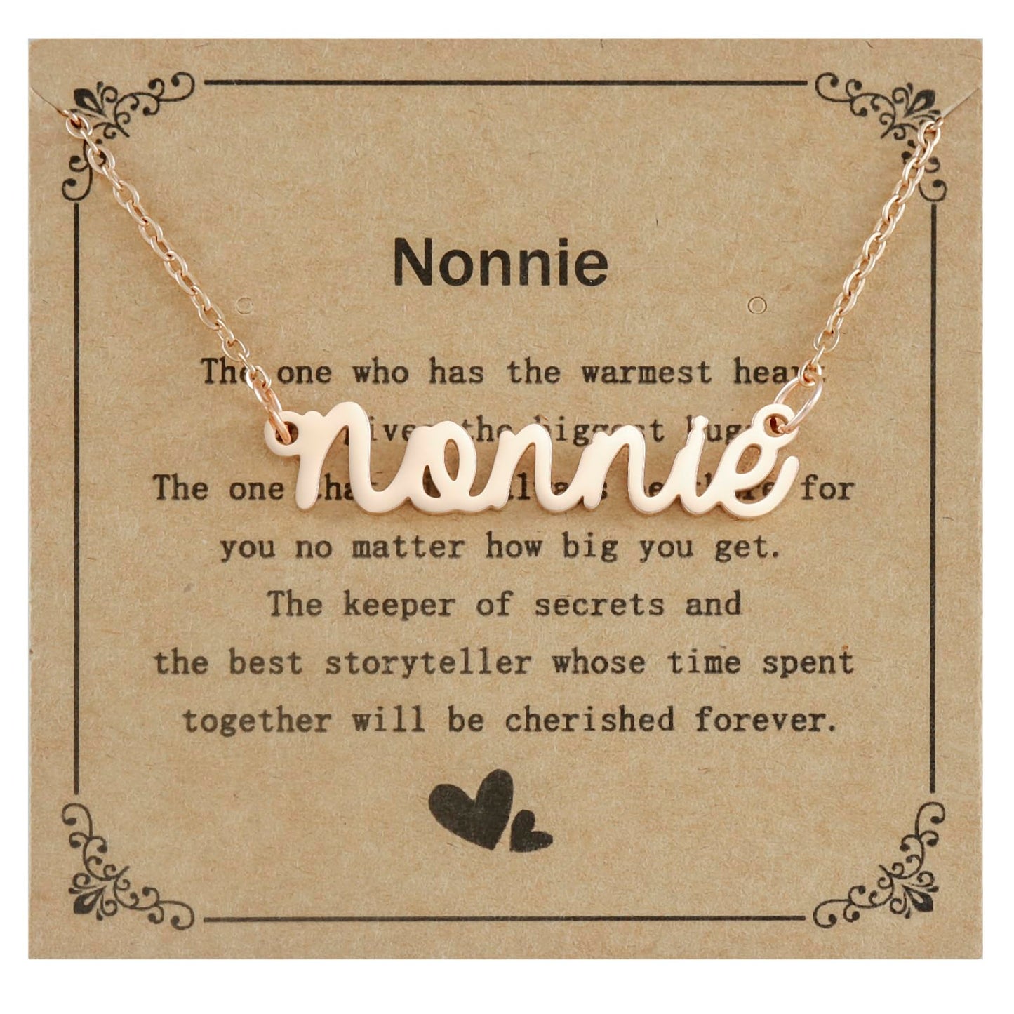 HUTIMY Nonnie Gift Necklace for Grandma Women Rose Gold Nonnies Mothers Day Ornament Best Nonnie ever Gifts