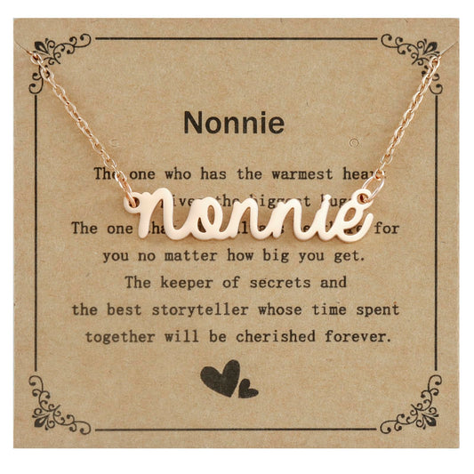 HUTIMY Nonnie Gift Necklace for Grandma Women Rose Gold Nonnies Mothers Day Ornament Best Nonnie ever Gifts