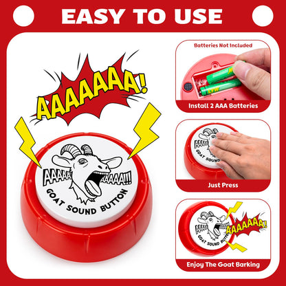 FunisFun Goat Desk Toy with Goat Squeak, Funny Button with Sheep Sound for White Elephant Gag Gifts Men Women Office Gifts for Dad from Daughter Son, Novelty Toys for Playing Jokes