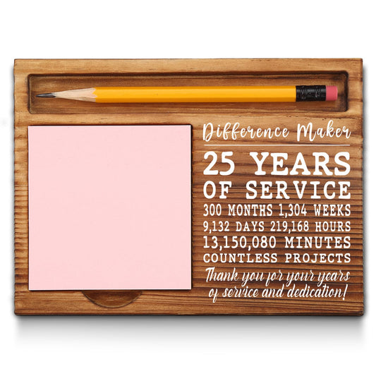25th Work Anniversary Sticky Note Holder, Thank You Appreciation 25 Year Work Anniversary Decor Gifts for Women, Employee, Him, Her, Happy 25th Work Anniversary Self-Stick Note Pad Holders GSH28