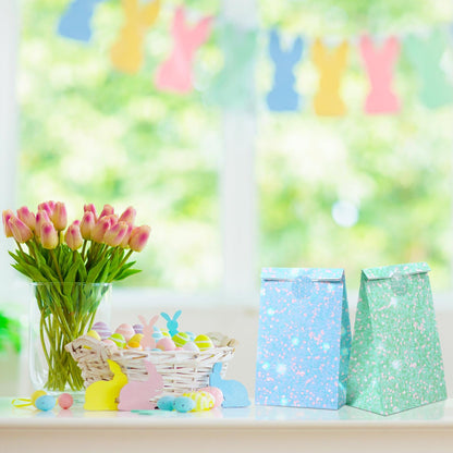 Kolldenn 24 Pcs Glitter Pastel Gift Bags Bulk Pastel Party Favors Small Goodie Treat Bags with Sealing Stickers for Wedding Baby Shower Birthday Holiday Party Favors Supplies