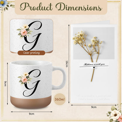 Kacctyen Initial Letter Gifts for Women Initial Letter Jute Tote Bag Makeup Bag Mug Keychain Card Birthday Holiday Gifts(G)