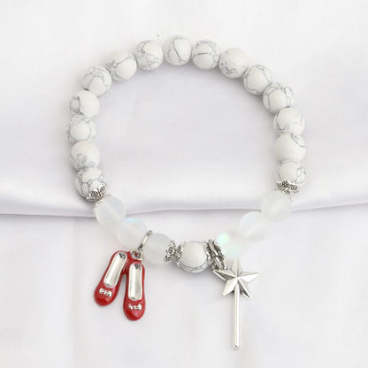FUSTMW Red Shoe Bracelet Do-roth Gifts Red Slippers Jewelry Movie Fans Inspired Gifts Wand Charm