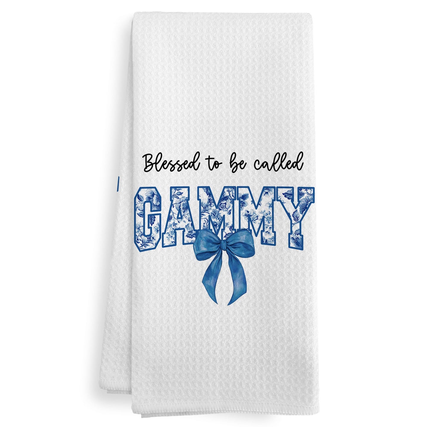 Gammy Gammie Gifts Gift for Grandma from Grandkids, Mothers Day for Grandma, Blessed to be Called Gammy Chinoiserie Kitchen Dish Hand Tea Towels for Bathroom, 16x24 Inch