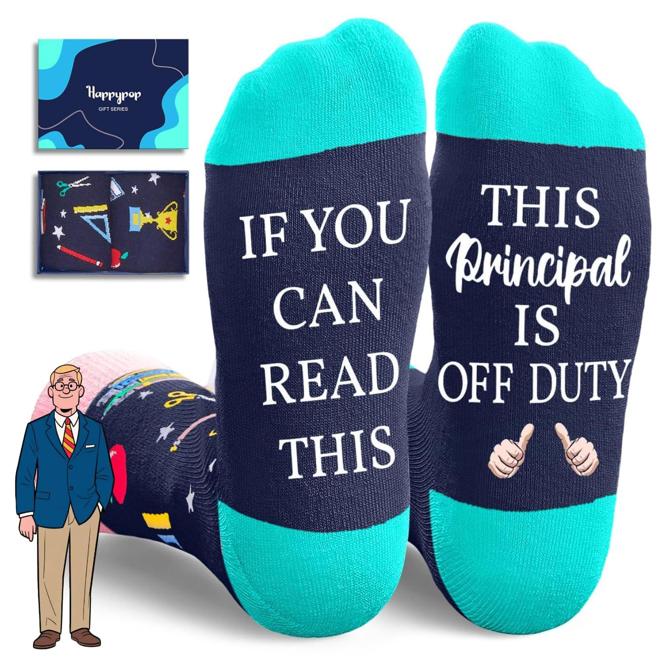 HAPPYPOP Principal Teacher Appreciation Gifts Ideas - Vice Assistant Principal Teacher Socks