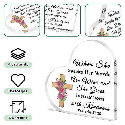 Religious Gifts for Women Inspirational Christian Acrylic Plaque Bible Verses Decor Spiritual Acrylic Plaque Decorative Sign Motivational Gift for Prayers Sister Mother Daughter Friends Goddaughter