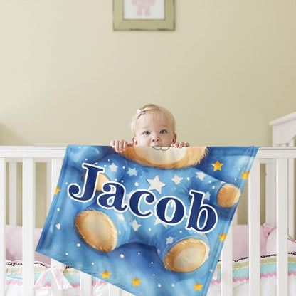 Ship Next Day, Personalized Baby Blanket for Boys Girls:Made in USA, Custom Baby Blanket with Name Soft Plush Flannel, Easter Christmas Brithday Gifts for Baby Shower Kids Toddlers Newborn