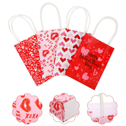 Spakon 8 Pcs Valentines Day Gift Bags Valentines Paper Gift Bags with Handles Bag for Cards, Galentines, Teacher Present, Classroom Party, Wedding Birthday Party Favor (5.5 x 4 x 2.75 Inch)