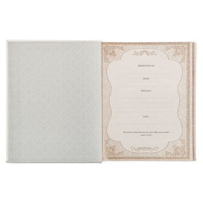 KJV Holy Bible, Classically Illustrated Heirloom Family Bible, Faux Leather Hardcover - Ribbon Markers, King James Version, White/Silver (KJV Family Editions)