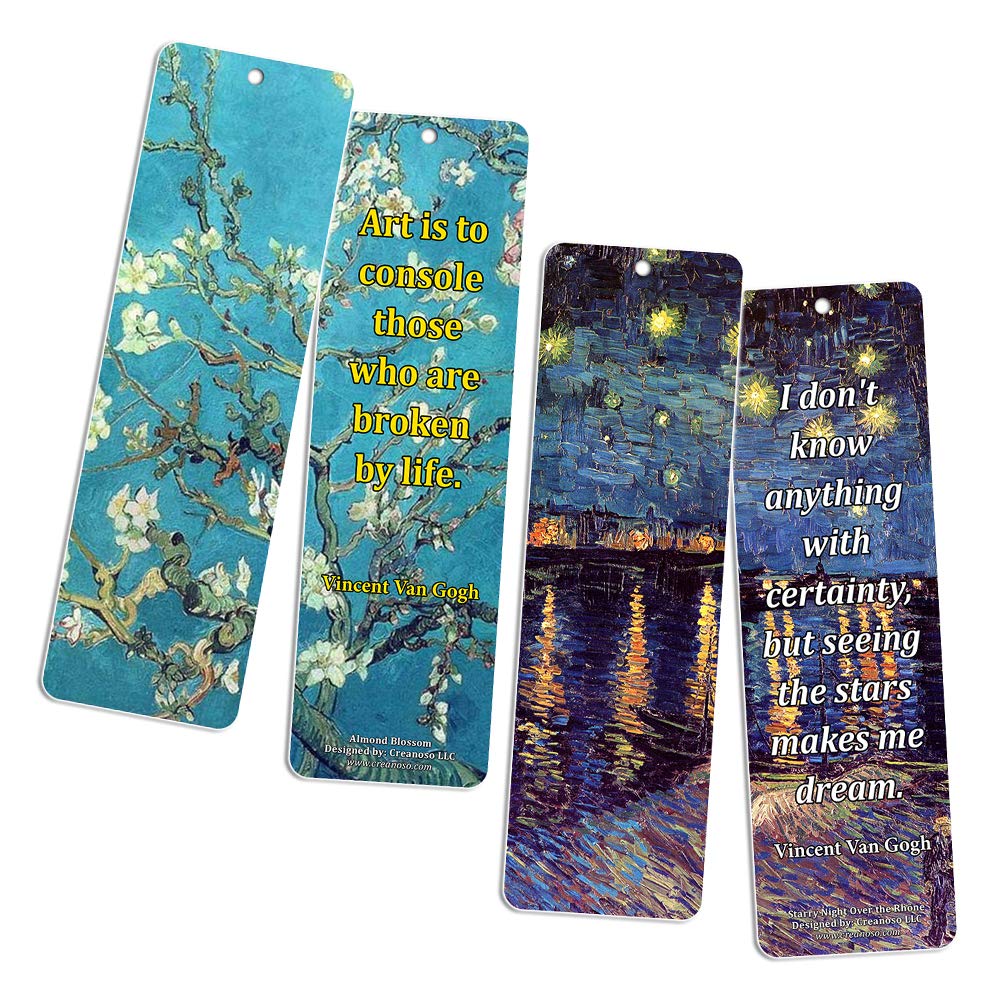 Loving Vincent Van Gogh Inspiring Quotes Bookmarker Cards (36-Pack) - Cool Book Classical Painting Art Print Decal - Stocking Stuffers Gifts for Men Women Teens Thanksgiving Christmas